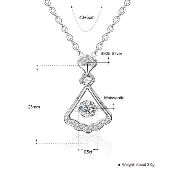 Certified 1/2 ct. t.w. Moissanite Diamond Dancing Skirt Necklace NEW - Picture 6 of 9